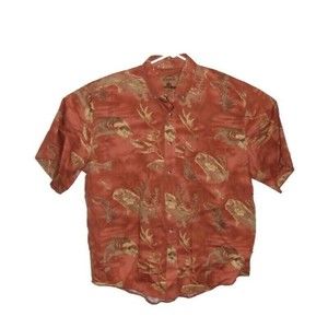 Outdoor Life Men's XL Shirt Bass Fishing Short‎ Sleeve Button Up Fish